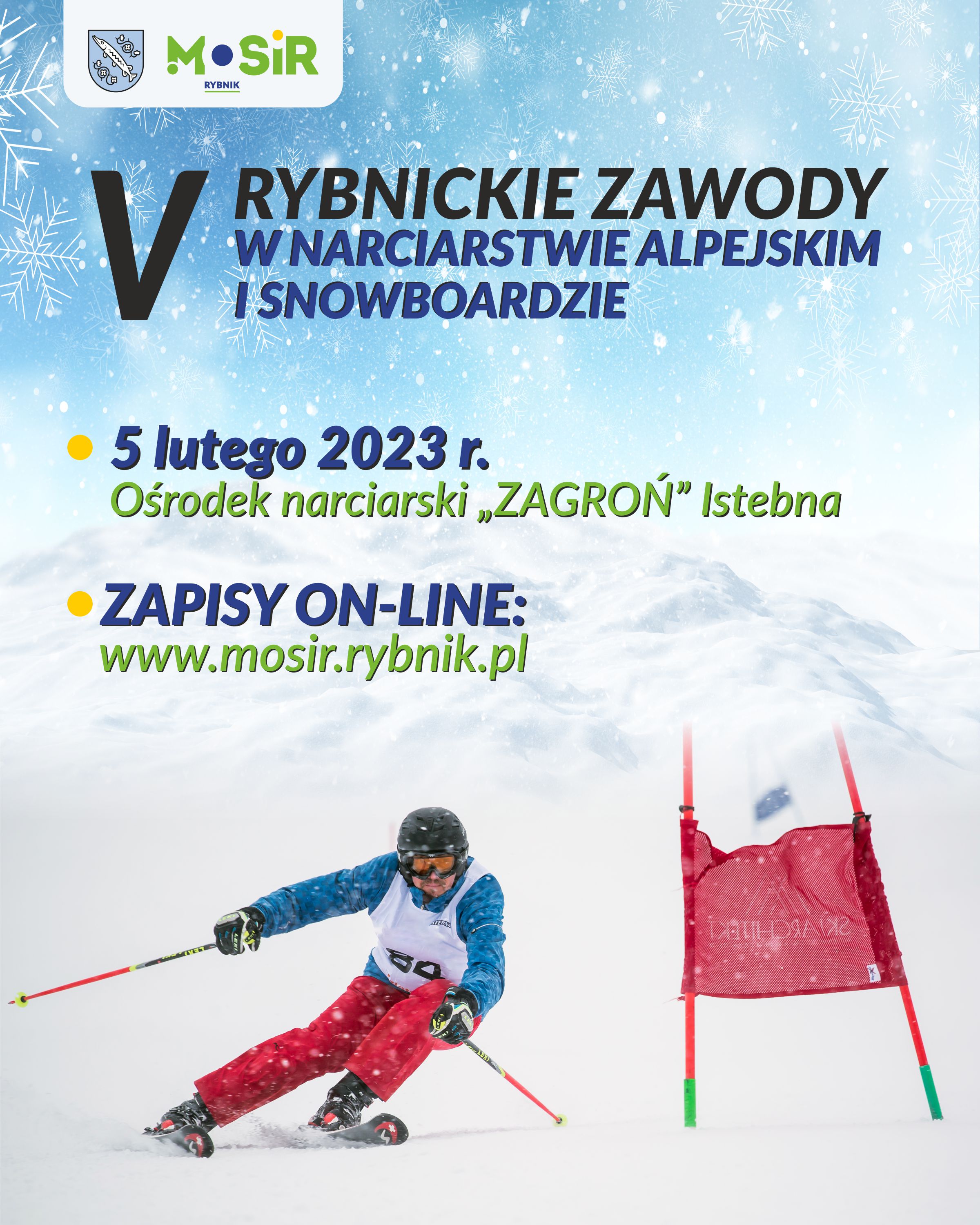 V Rybnickie Zawody w Narciarstwie Alpejskim i Snowboardzie (plakat).