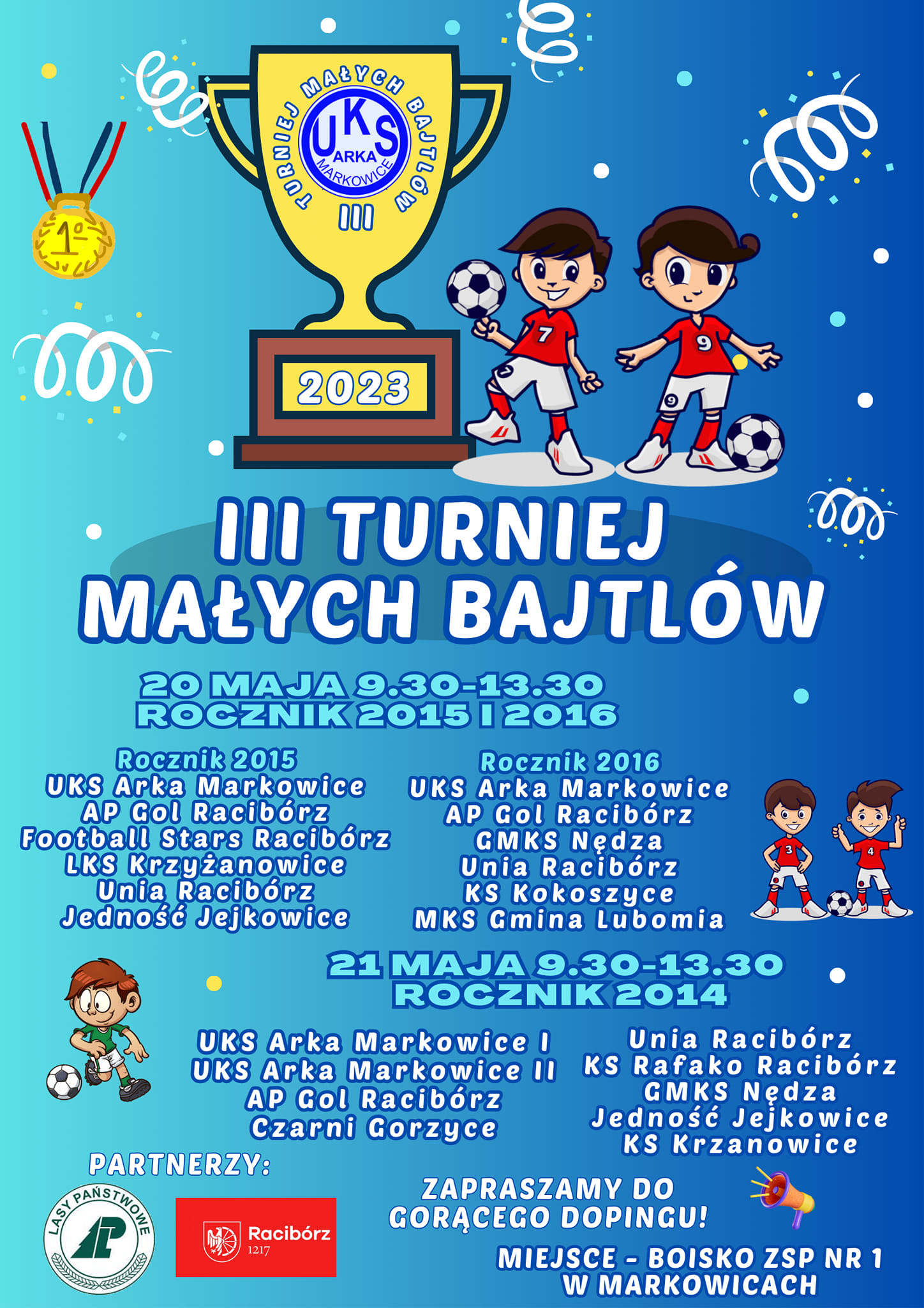 Plakat promujący trzecią edycję turnieju Małych Bajtli